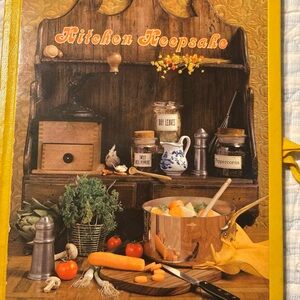 Vintage Kitchen Keepsake Binder with ribbon closure. Mustard yellow.